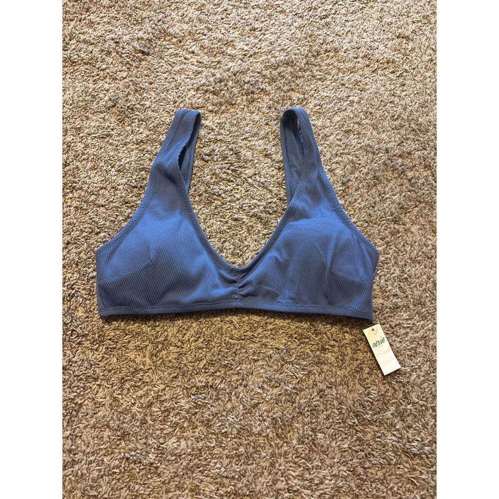 NWT Aerie blue ribbed bikini top